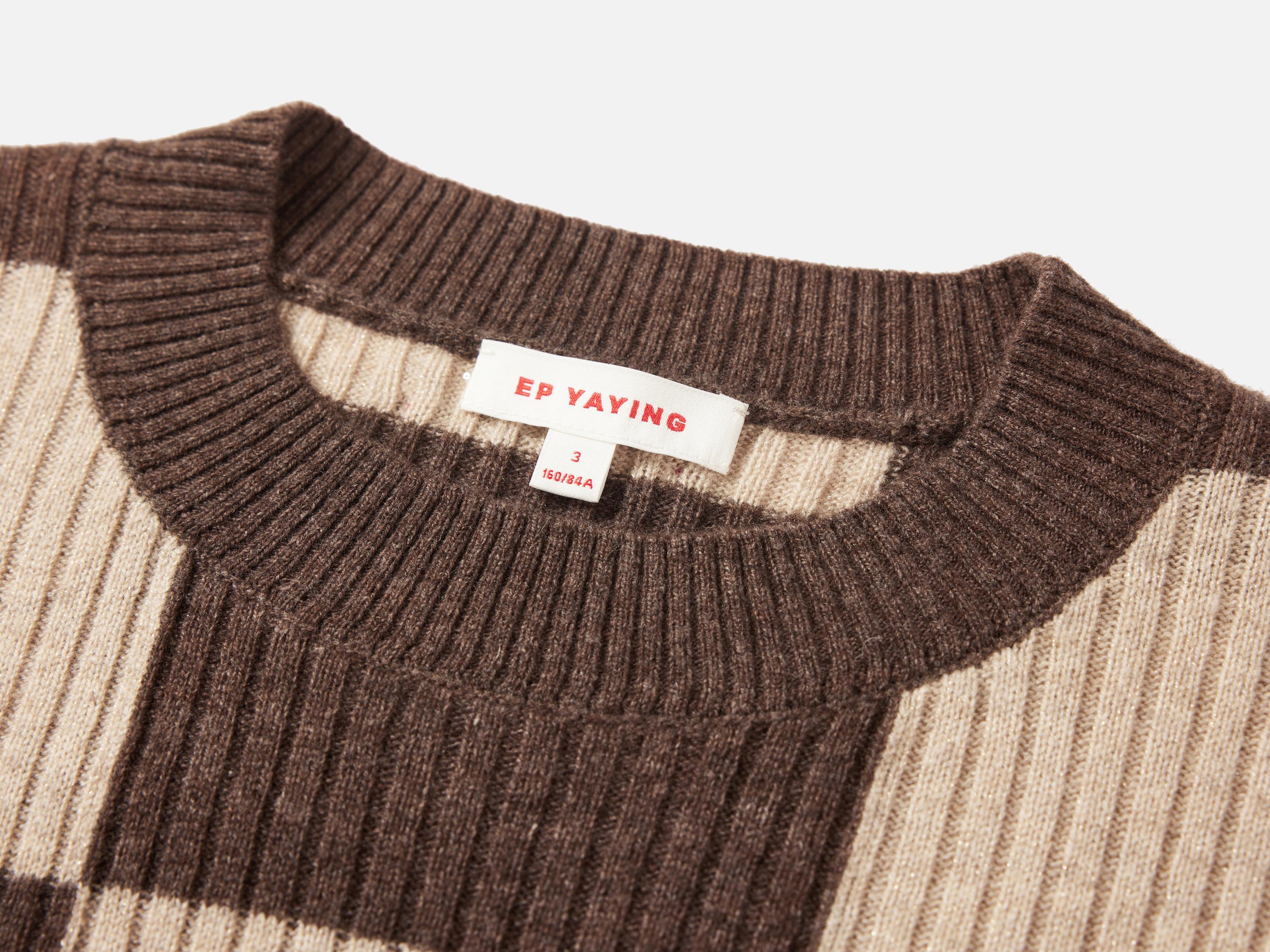 EP YAYING Yak Wool Checked Sweater