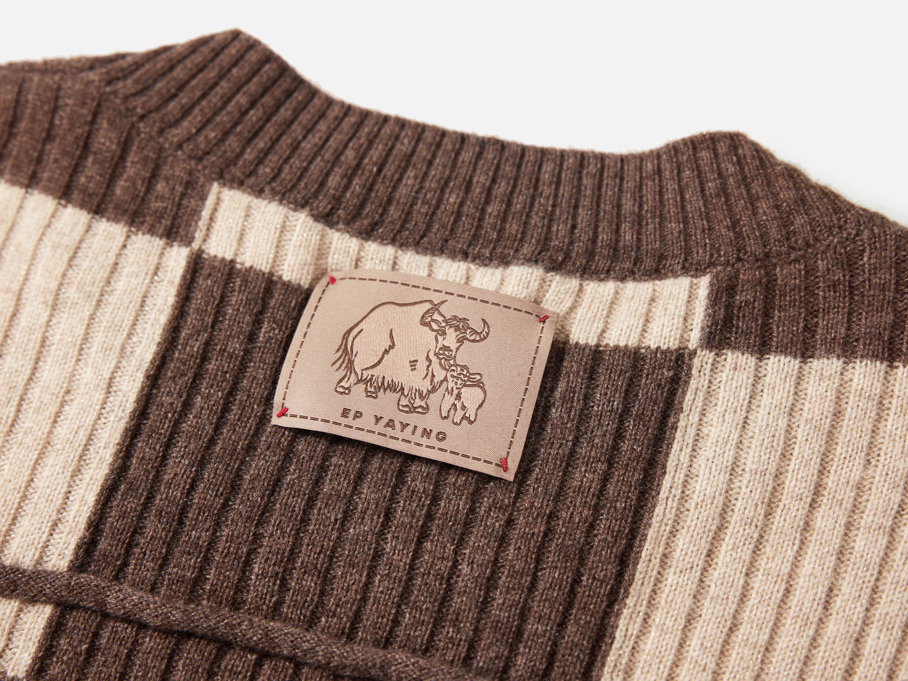 EP YAYING Yak Wool Checked Sweater