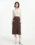 EP YAYING Stand-up Collar Cashmere Knit Top