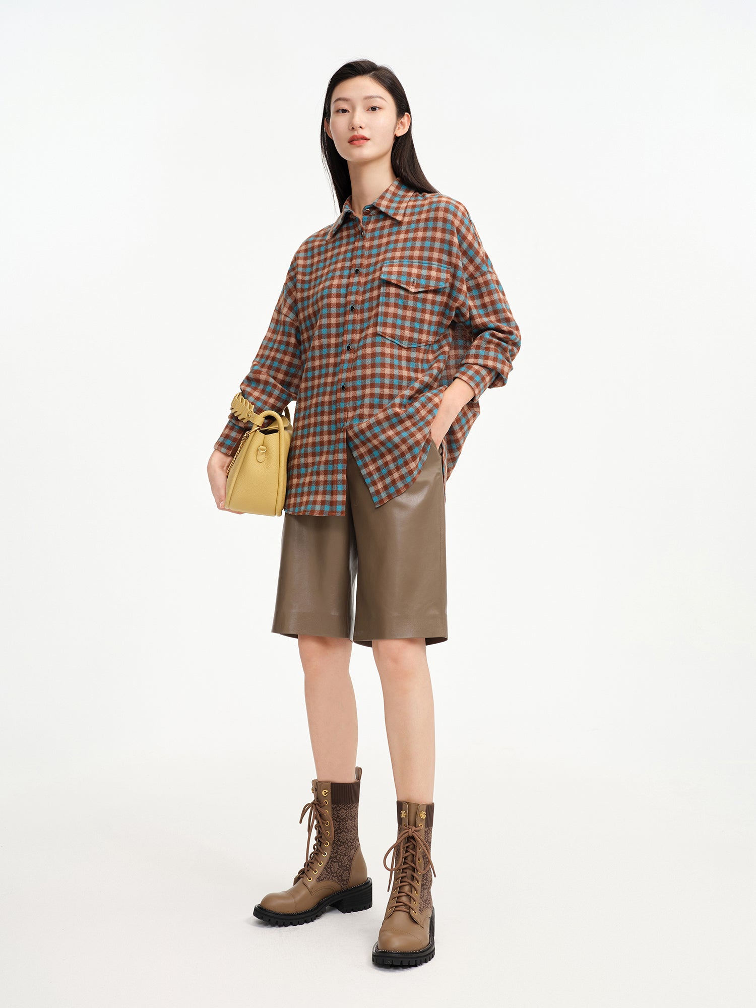 EP YAYING Knit Lace Up Ankle Boots