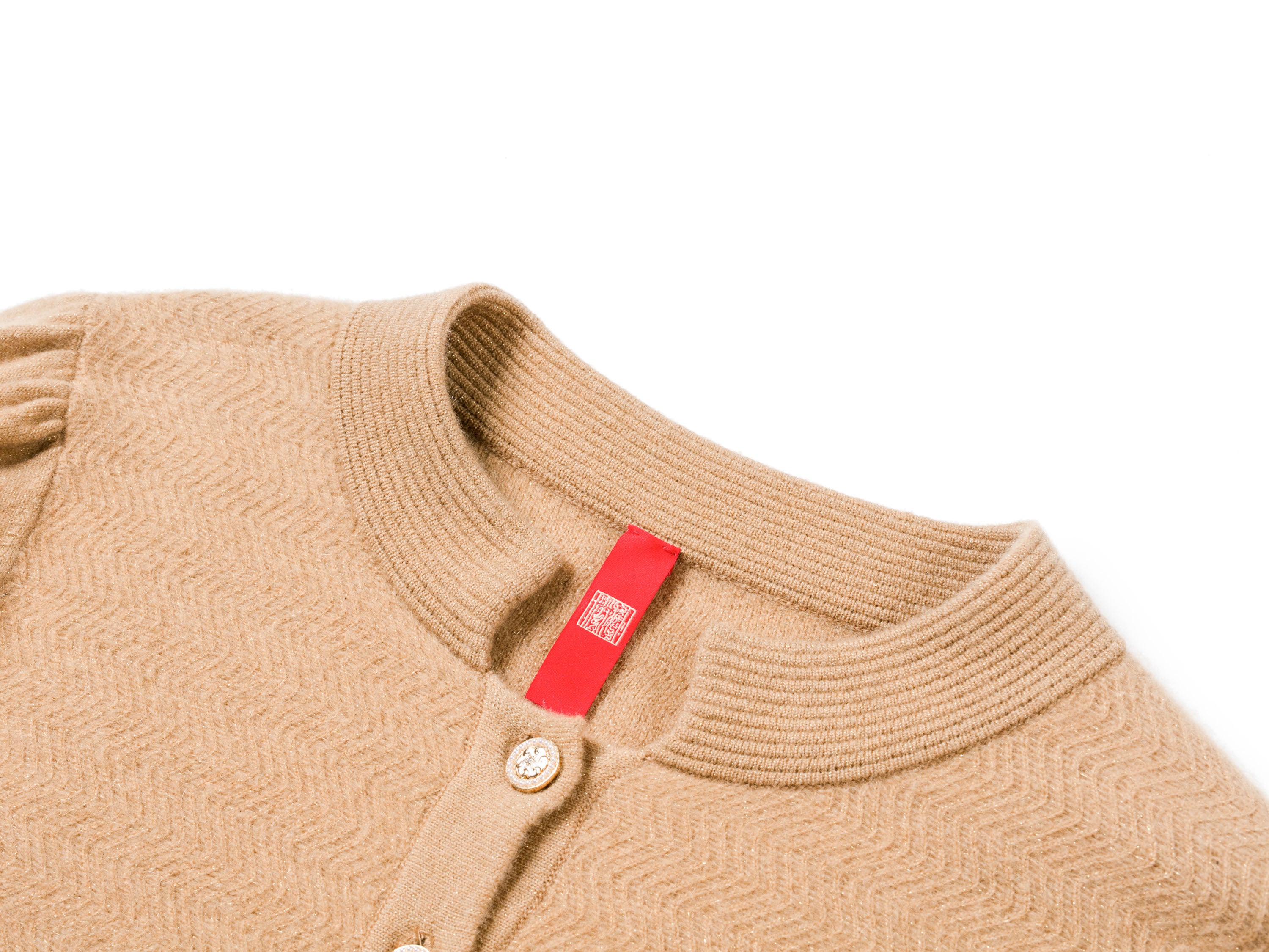 YAYING Puff Sleeve Knit Cardigan