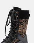 EP YAYING Knit Lace Up Platform Boots
