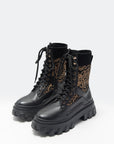 EP YAYING Knit Lace Up Platform Boots