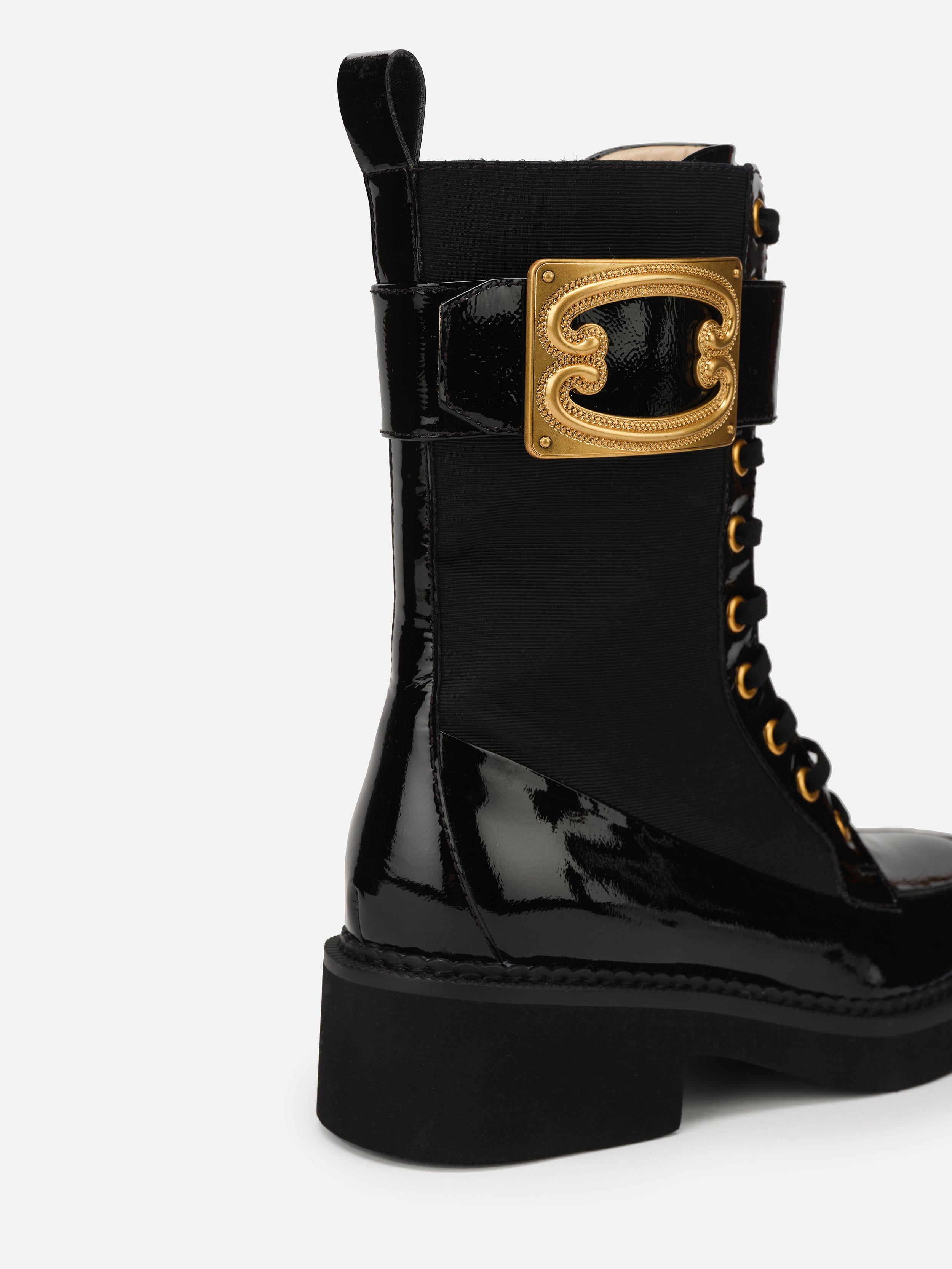 EP YAYING Metal Buckle Boots In Leather
