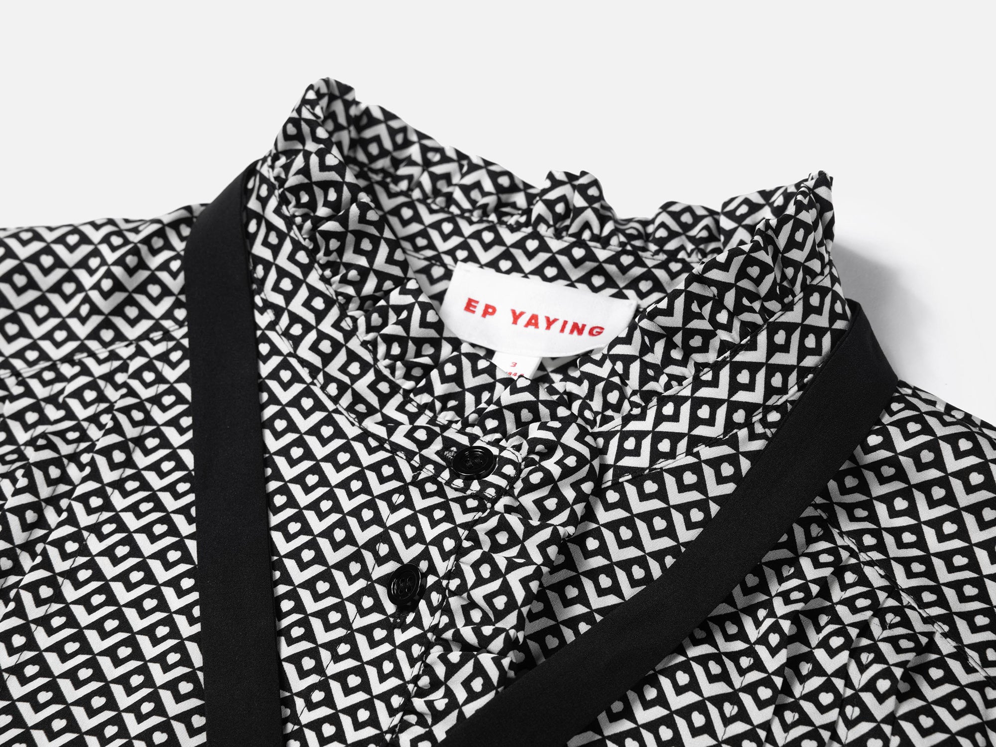EP YAYING Geometric Hearts Print Blouse