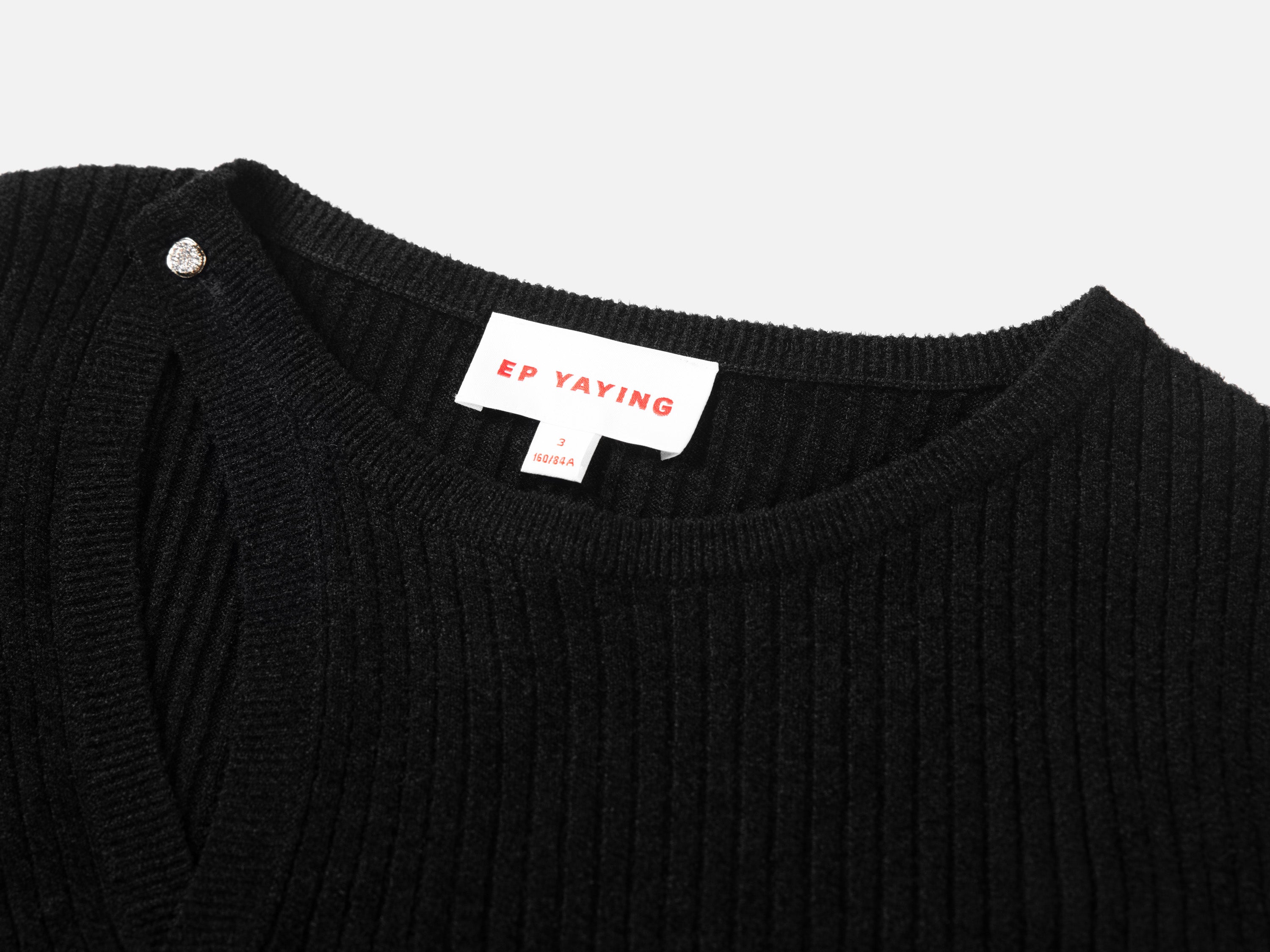 EP YAYING Black Velvet Knit Top