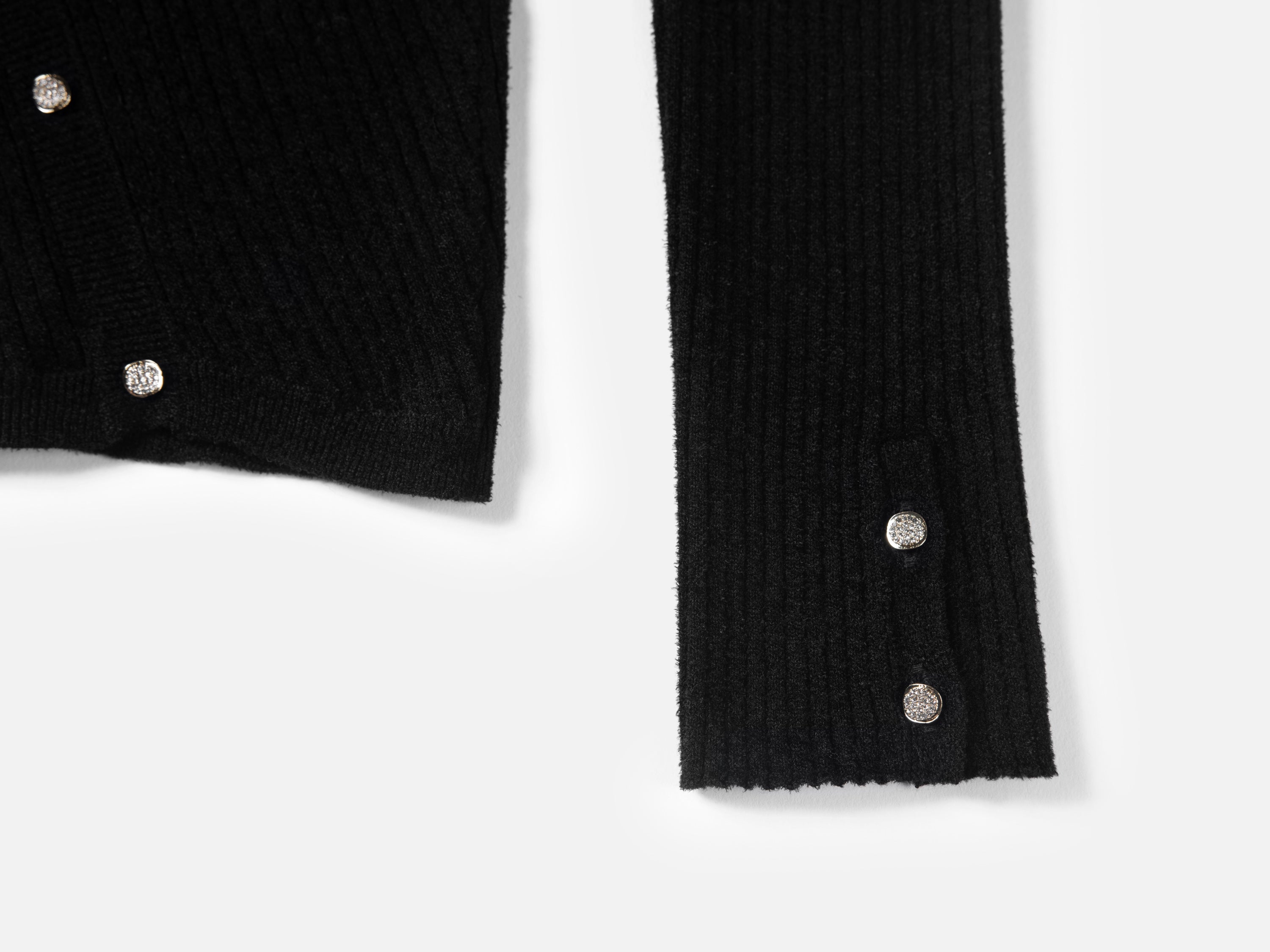 EP YAYING Black Velvet Knit Top