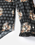 EP YAYING Bow High-Neck Printed Shirt