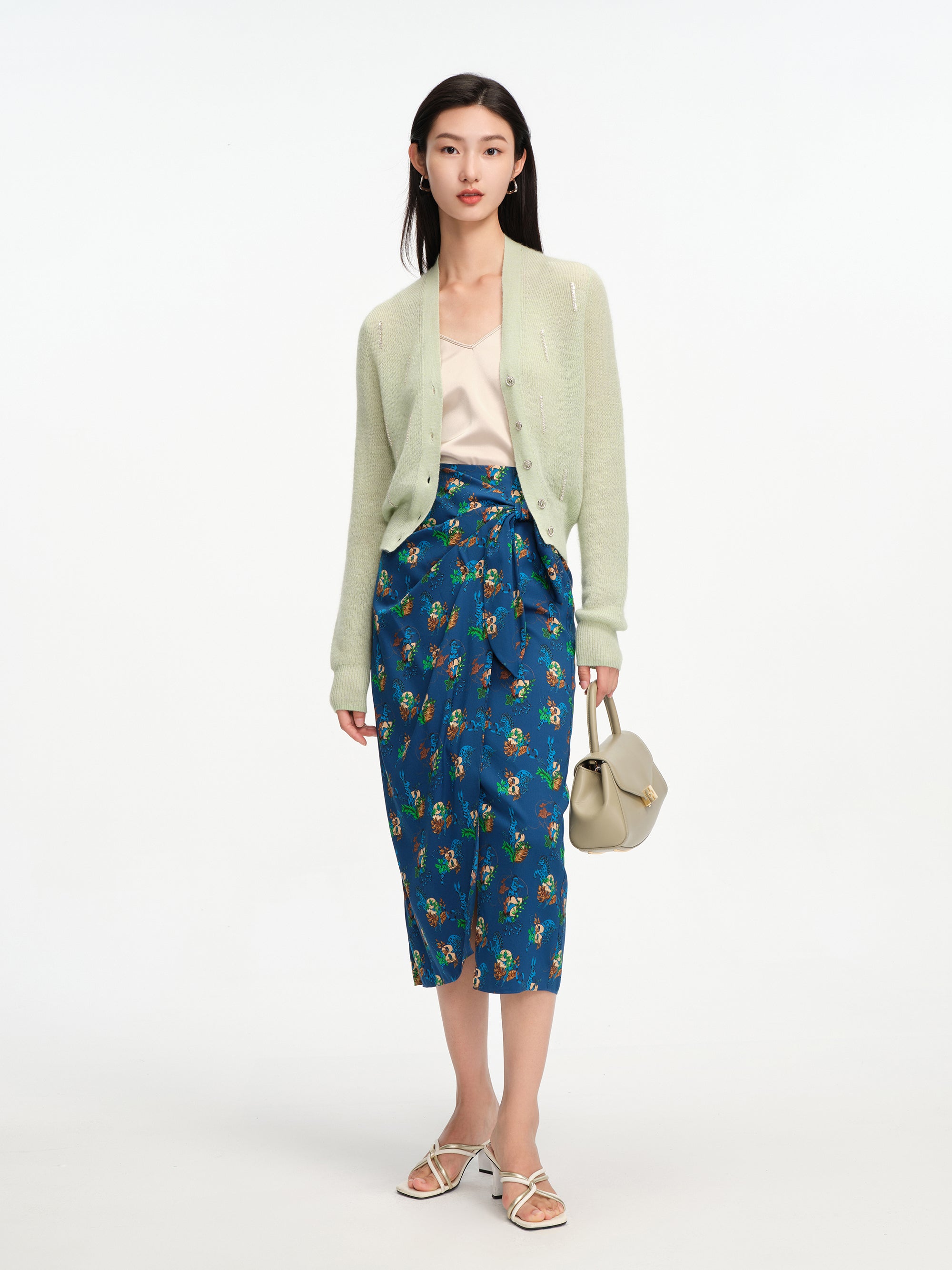 EP YAYING Flora Print Midi Wrap Skirt