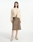 EP YAYING Nappa Wrap Skirt with Buttons
