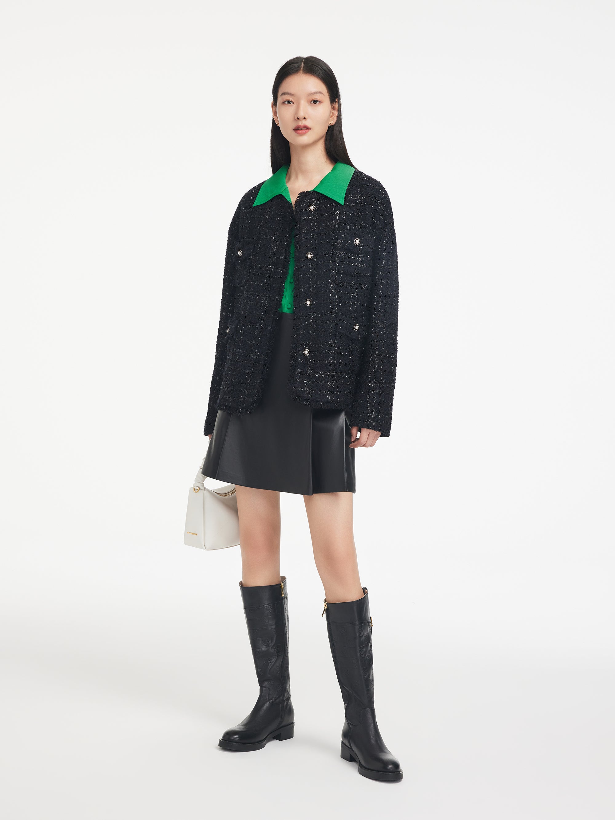 EP YAYING Sheepskin Pleated Mini Skirt