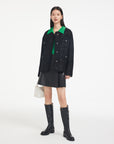 EP YAYING Sheepskin Pleated Mini Skirt