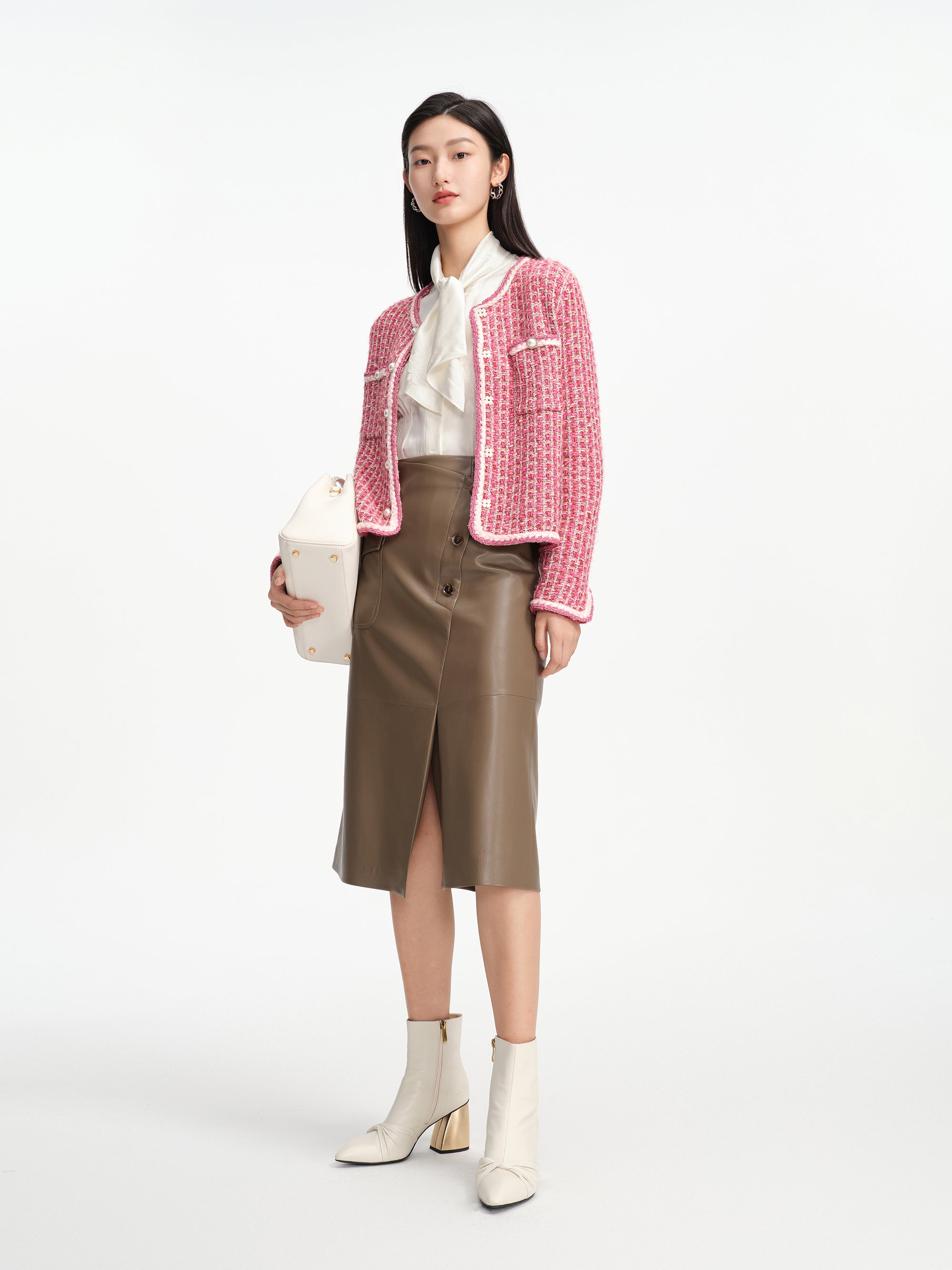 EP YAYING Nappa Wrap Skirt with Buttons