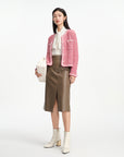 EP YAYING Nappa Wrap Skirt with Buttons