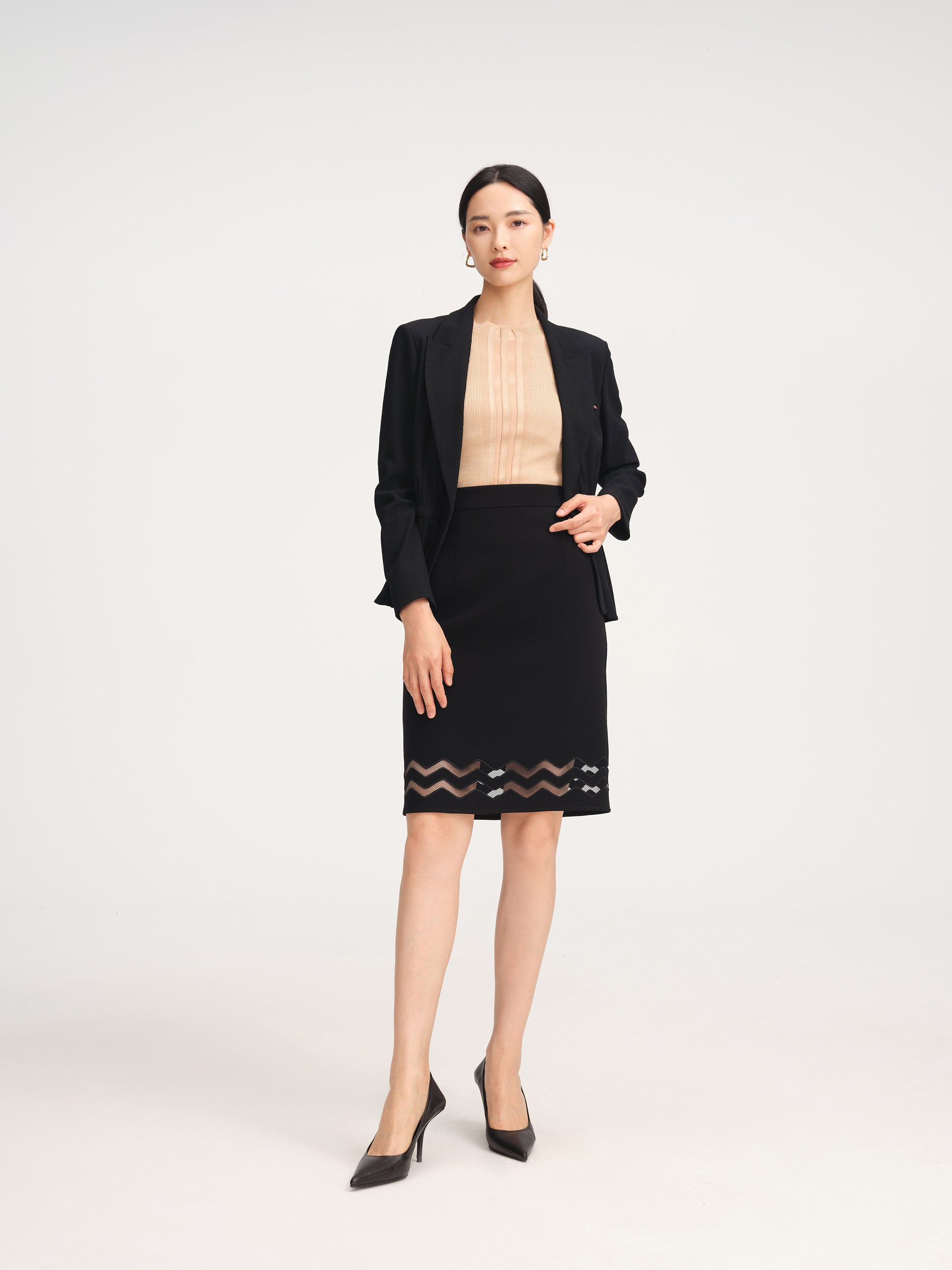 YAYING Black Midi Skirt