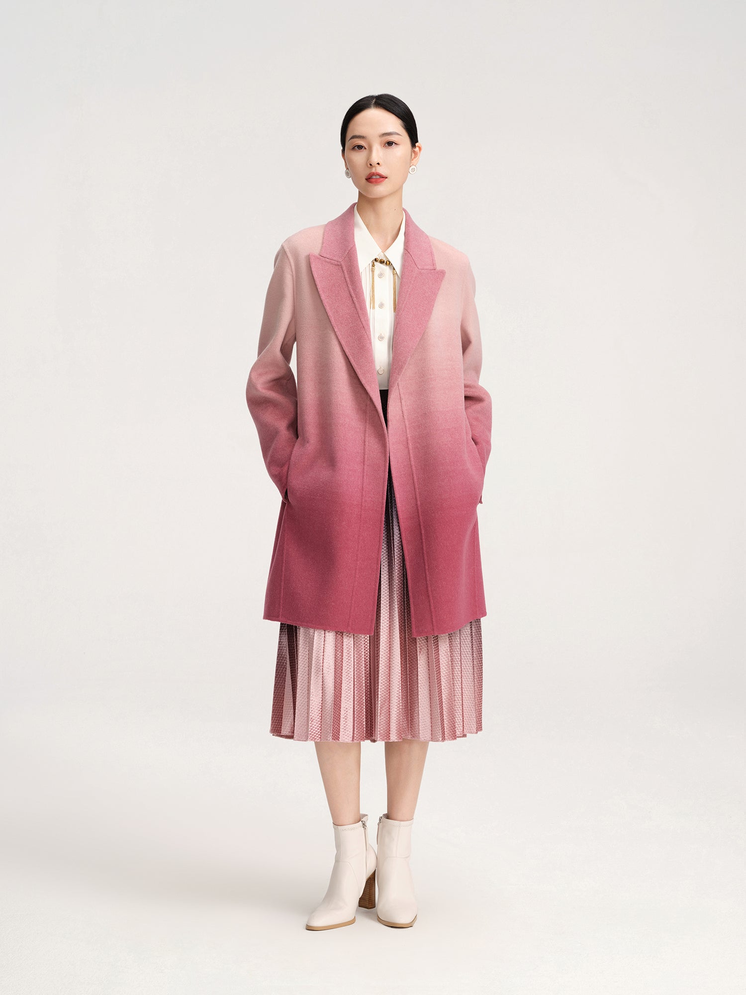 YAYING Gradient Pleated Midi Skirt