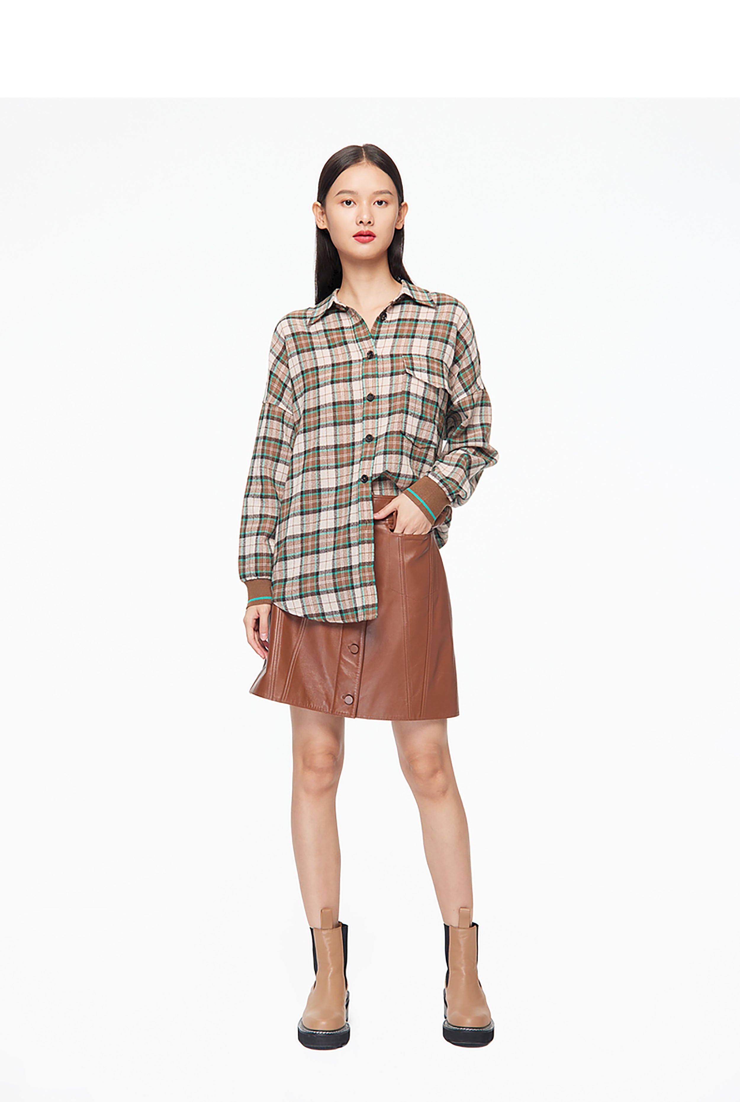 EP YAYING Check Oversize Shirt