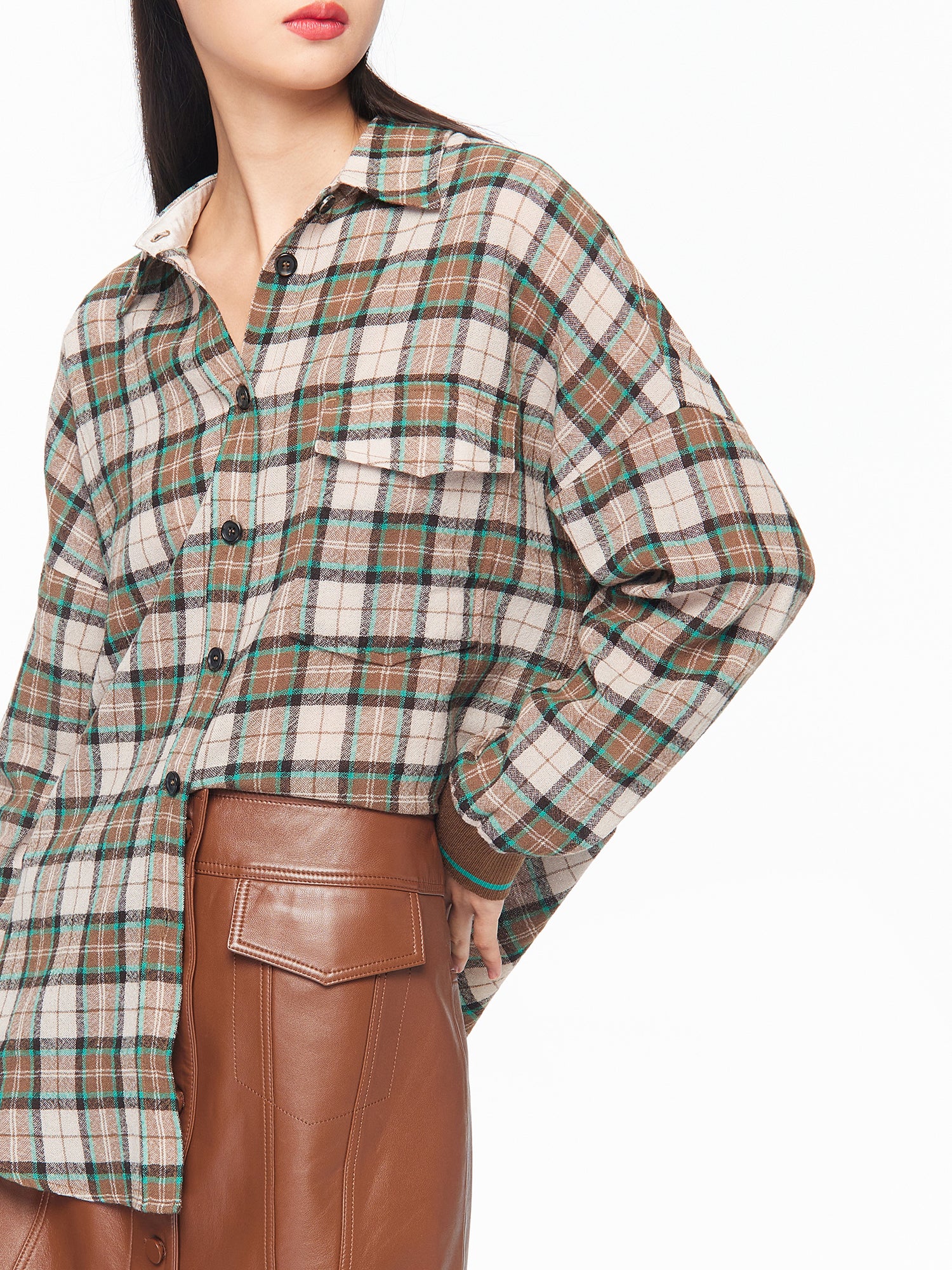 EP YAYING Check Oversize Shirt
