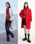 EP YAYING Retro Style Polo Jacquard Sweater